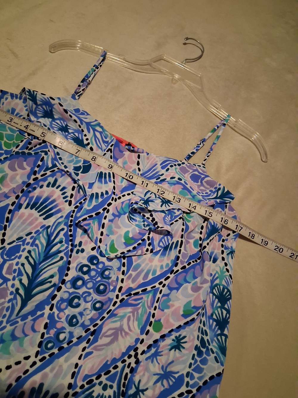 Lilly Pulitzer Blue, Pink & Green Ruffle Cami Top - Picture 6 of 7